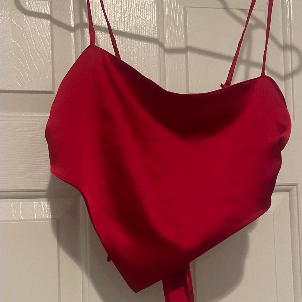 Forever 21 Vibrant Red Satin Top